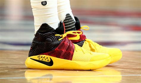 Kyrie Irving Wearing a Nike Kyrie 2 Black/Yellow-Red PE | Sole Collector