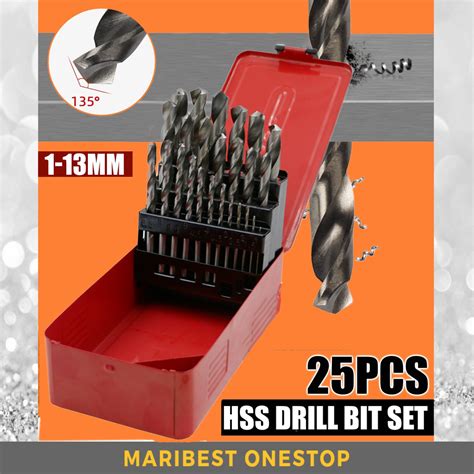 25pcs Hss Twist Drill Bit Set Chrome For Metal And Wood Cobalt Steel