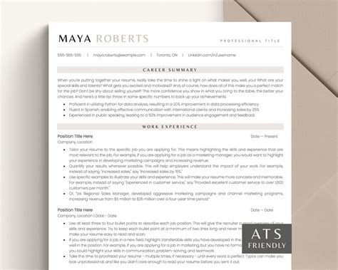 ATS Resume Template, ATS Friendly Resume Word, Google Docs, Pages ...