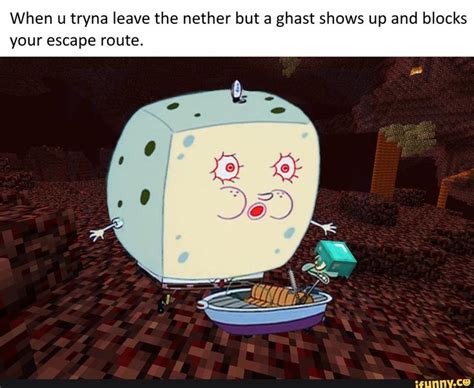 When u tryna leave the nether but a ghast shows up and blocks your escape route. - iFunny ...