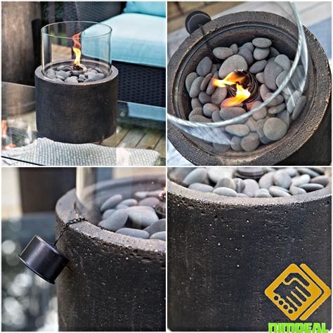 Bond Tabletop Firebowl Citronella Oil Fuel Canister Light River Rock