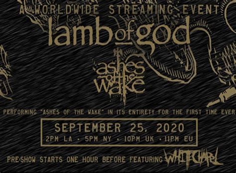 Lamb of God “Ashes of the Wake” Live Streaming Coverage - Spotlight Report