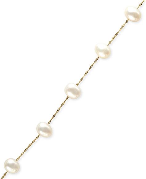 Effy Collection Effy® Cultured Freshwater Pearl Station Bracelet 5 12 6mm In 14k Gold Also