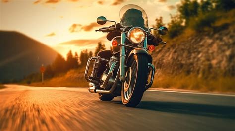 Premium AI Image | A motorcycle rider travelling on a highway road at ...