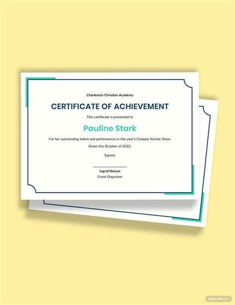 Editable Achievement Certificate Templates In Microsoft Publisher To