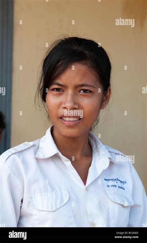 School Girl In School Grade 7 Near Siem Reap In Cambodia Asia Stock