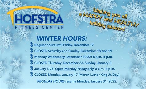 Rec Center Holiday Hours by Hofstra University - Issuu