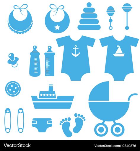 Set Of Baby Boy Elements Icons Royalty Free Vector Image