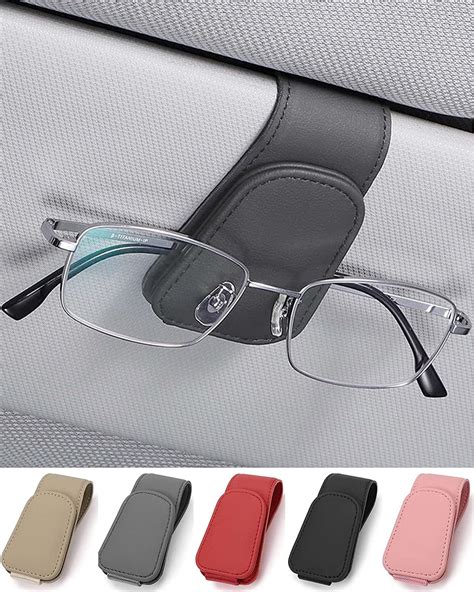 Focodecking Sunglasses Holders For Car Sun Visor Magnetic Leather Eyeglasses Hanger