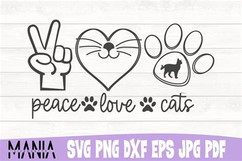 Peace Love Cats Svg Cut File Design