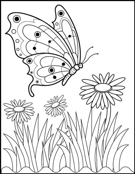 A Butterfly Flying Over Some Daisies In The Grass With Flowers Around