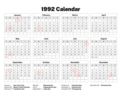 1992 Calendar Old Calendars