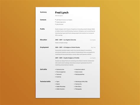 Free Minimalist Figma Resume Template for Any Job Position