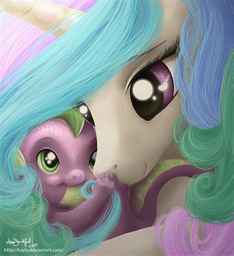 Commission Princess Celestia With Baby Spike By Paintedhoofprints