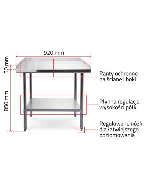 St Roboczy Z Rantami Blat X Cm Ze Stali Nierdzewnej Z