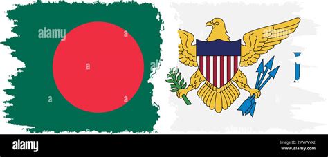 United States Virgin Islands And Bangladesh Grunge Flags Connection