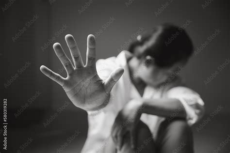 Image Black And White Of Stop Violence Against Women Concept International Womens Day Female