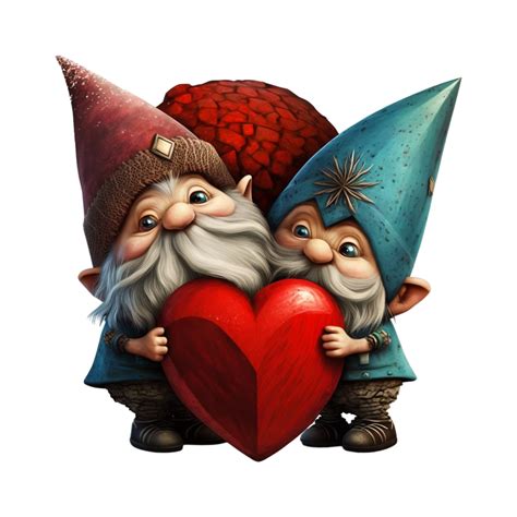 Free Cute Valentine S Day Gnomes Pink Hat Couple Holding Love Heart 22882034 Png With