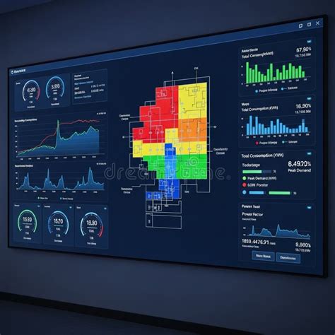 graphs tracking usage  time  dials showing energy stock