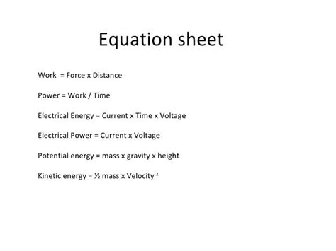 Electrical Energy: Equation For Electrical Energy