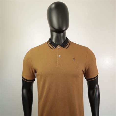 Collezione C2 Regular Fit 22mt1k061 Brown Pique Polo Shirt Wear Men Key Logo Filipino Made