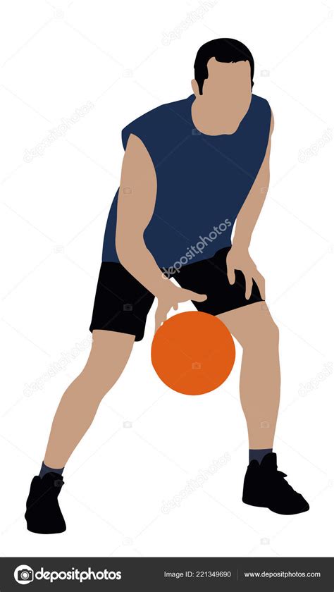 Illustration Basketball Player Dribbling Ball White Background Stock