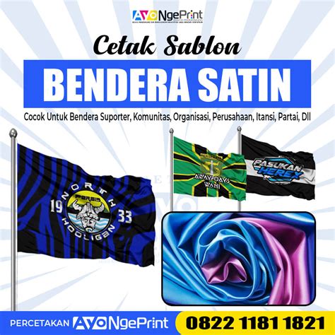 Cetak Bendera Satin Custom Print Sablon Bendera Satuan Murah