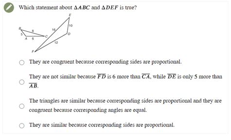 Solved Which Statement About Abc And Def Is True They Are Chegg