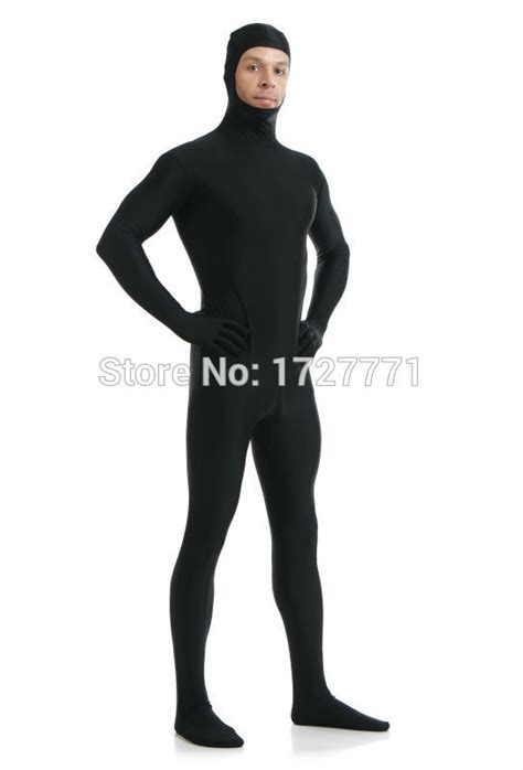 Al113 Black Shiny Lycra Spandex Tights Unisex Original Open Face