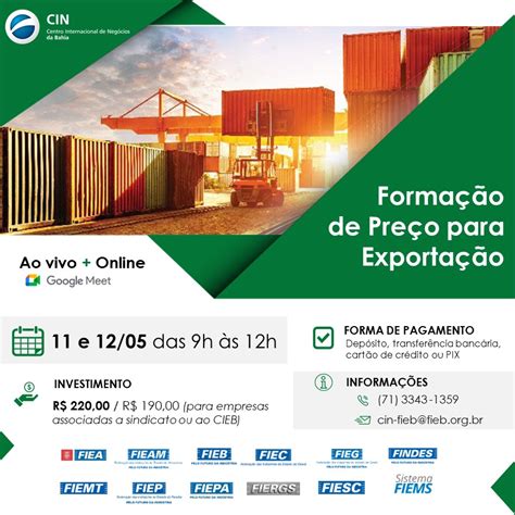 Capacitação online sobre Formação de Preço para Exportação FIEB