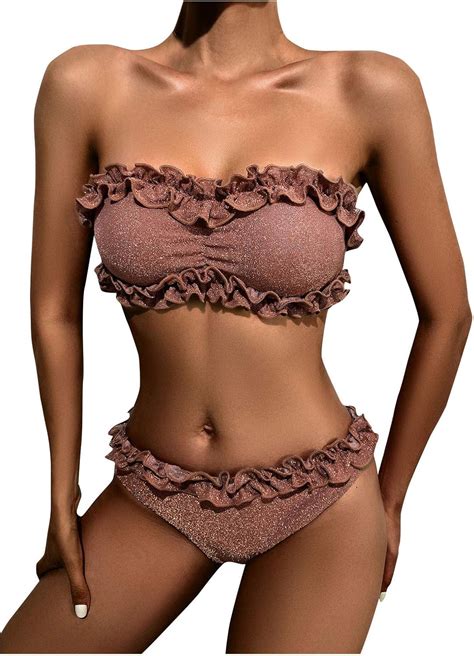 Bikini Bandeau Para Mujer Bikini Brasile O Con Volantes Marrones