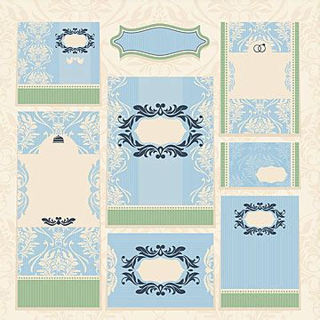 Set Of Floral Wedding Cards Retro Romance Leaf Vector Retro Romance