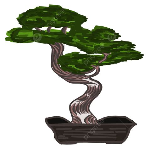 Ilustrasi Pohon Bonsai Beringin Yang Indah Vektor Hijau Ilustrasi Cantik Png Dan Vektor