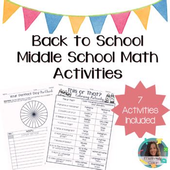 Back to School Middle School Math Activities by Math with Color | TPT