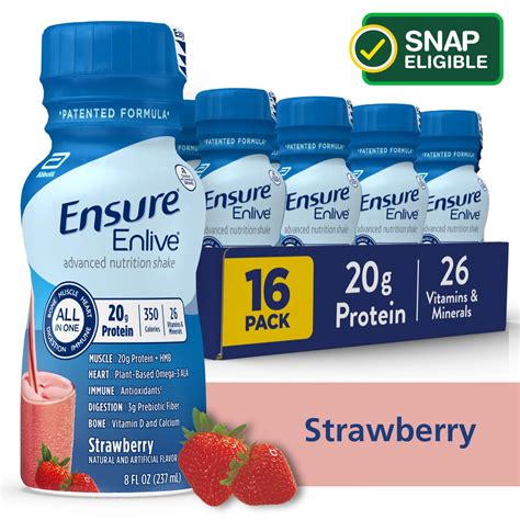 Ensure Enlive High Protein Shake Complete Nutrition Strawberry Flavor