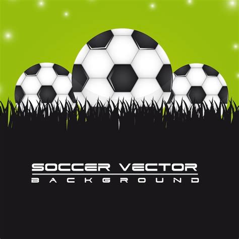 Premium Vector Soccer Balls Over Grass Background Vector Illustration