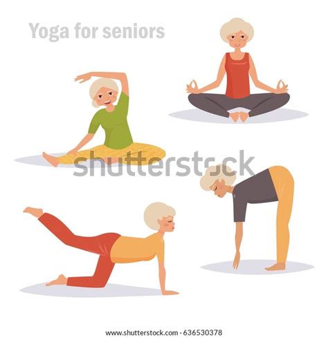 Yoga Seniors Isolated Art On White Stock Vector (Royalty Free ...