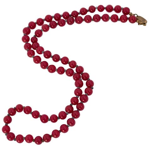 50s Miriam Haskell Red Glass Bead Necklace At 1stdibs Red Glass Necklace Red Glass Beads