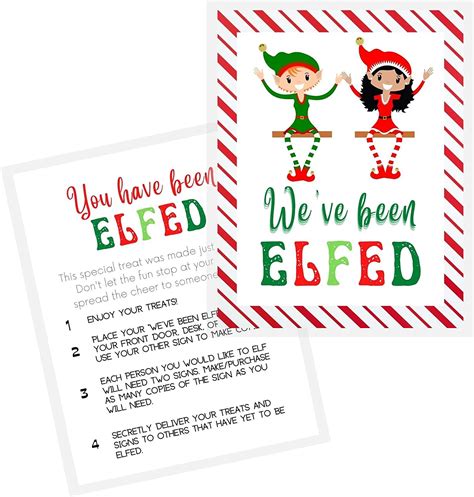 Youve Been Elfed 25 Pack 85x11 Inches Standard Paper Size Weve Been Elfed Red White And