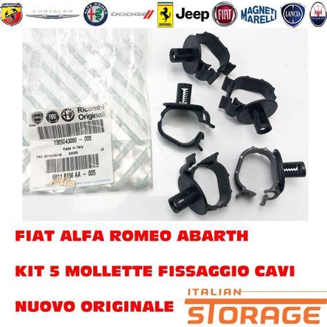 1309843080 Fiat Alfa Romeo Abarth Kit 5 Molletta Clip Fissaggio Cavi Originale 1309843080