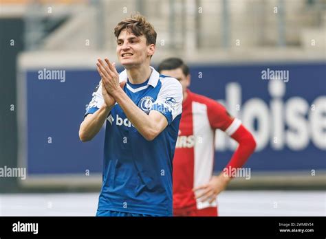 Gent Belgium 25th Feb 2024 Gent S Pieter Gerkens Celebrates After