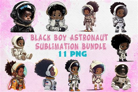 Black Boy Astronaut Sublimation Clipart Graphic By Nutty Creations