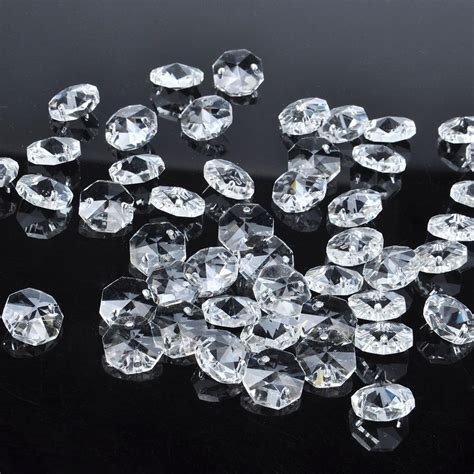 Amazon H D Pcs Mm Clear Crystal Hole Octagon Beads Glass