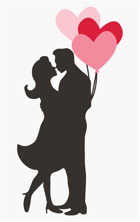 Couple Silhouette Svg Cut File Couple With Balloons Silhouette Hd