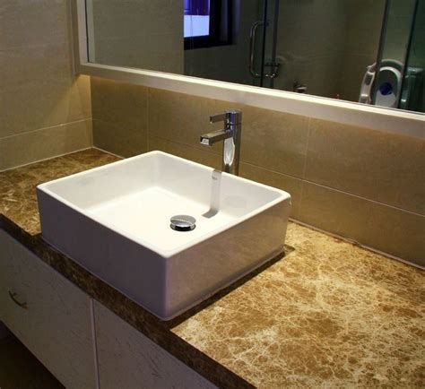 Imported Light Emperador Bathroom Marble Vanity Top With Sink Marble