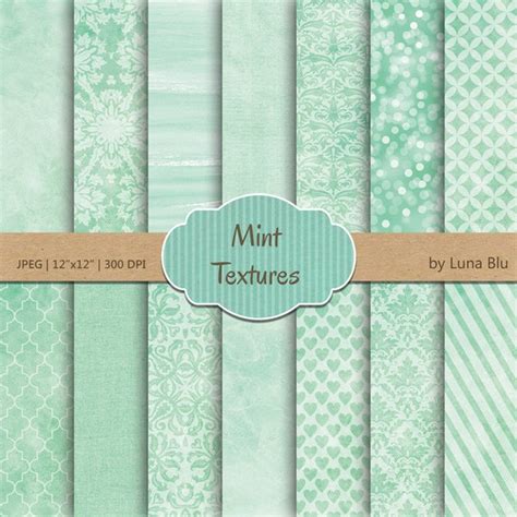 Mint Digital Paper Mint Textures Mint Green Etsy