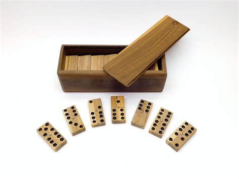 Artisanal Handmade Wooden Domino Set Double Six Solid Light Etsy