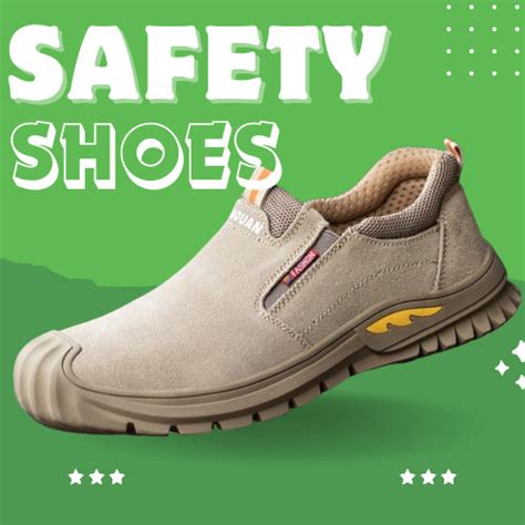 Jual Sepatu Pria Safety Shoes Ujung Besi Slip On Anti Paku Proyek SI07