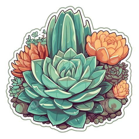 Pegatina De Jardín Suculento En Un Fondo Blanco Vector PNG dibujos