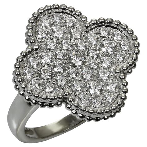 Van Cleef And Arpels Sweet Alhambra Ring K White Gold And Diamonds